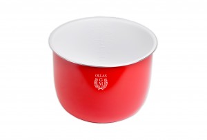 cubeta roja blanca cerámica olla gm