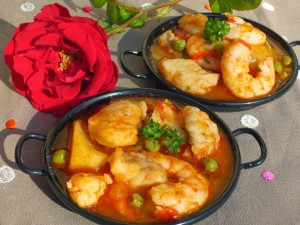Caldereta de rape y langostinos