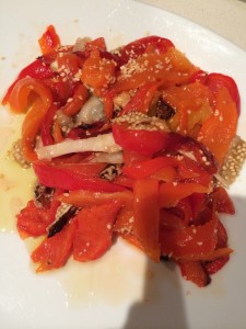 Asado de berenjena y pimiento rojo