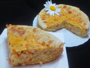Pastel de empanadilla de merluza y gambas
