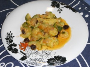 Calabacines con pasas en Olla GM