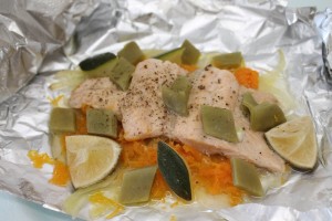 trucha en papillote olla gm