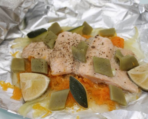 trucha en papillote olla gm ollas gm
