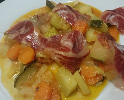 verduras con jamón en olla gm