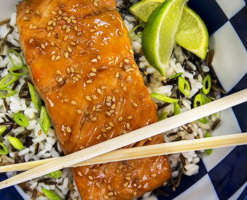 Salmón teriyaki ollas gm