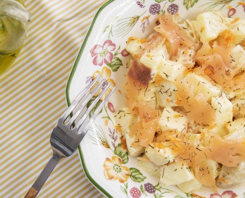 Ensalada de patata, manzana y salmón Ollas GM