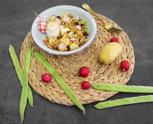 Ensalada de patata, lentejas y judias